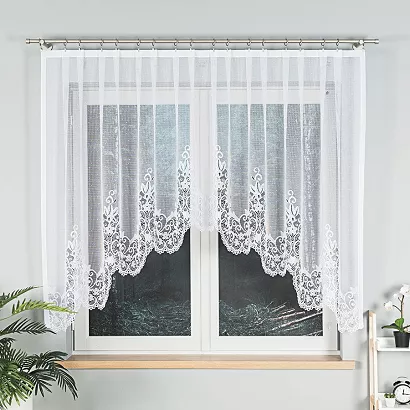 Firanka żakardowa gotowa na żabki BERENIKA 300x140 biała