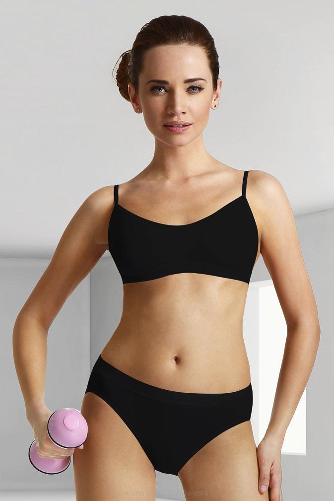 Top damski sportowy na cienkich ramiączkach Sally czarny