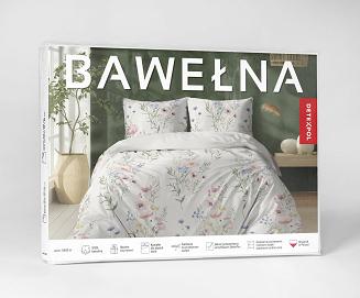 Pościel bawełniana 220x200 Detexpol beżowa pastelowe kwiaty i polne rośliny