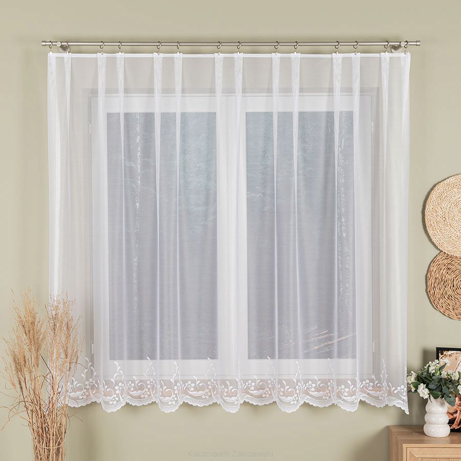 Firanka żakardowa gotowa na żabki AGNIESZKA 300x170 biała