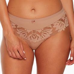 Figi damskie z koronką i tiulem Keto 1134 mokka