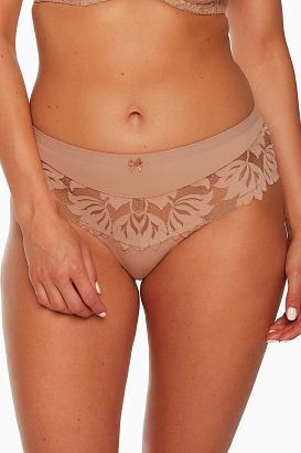 Figi damskie z koronką i tiulem Keto 1134 mokka