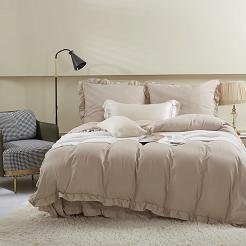 Pościel Ruffy 200x220 beżowa z falbanką