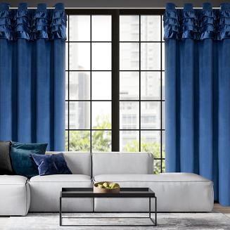 Zasłona gotowa na przelotkach ERIN 140x250 Eurofirany granatowy