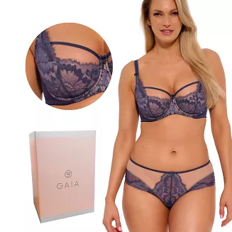 Biustonosz z koronką Semi-Soft Inger 1260 półusztywniany granatowy