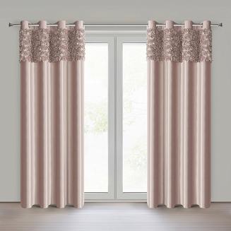 Zasłona gotowa na przelotkach ROSES 140x250 Eva Minge Eurofirany pudrowy