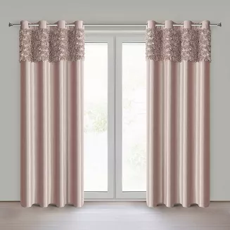 Zasłona gotowa na przelotkach ROSES 140x250 Eva Minge Eurofirany pudrowy