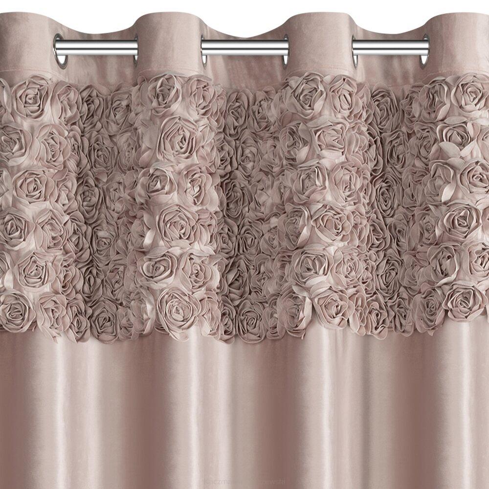 Zasłona gotowa na przelotkach ROSES 140x250 Eva Minge Eurofirany pudrowy