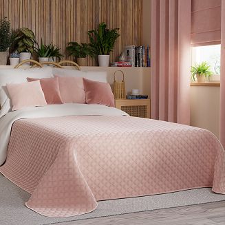 Narzuta dekoracyjna VELVI 170x210 pikowana w geometryczny wzór pudrowa