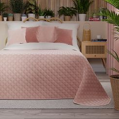 Narzuta dekoracyjna VELVI 170x210 pikowana w geometryczny wzór pudrowa