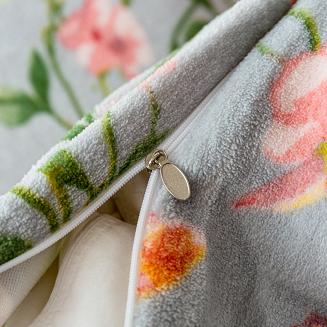 Pościel polarowa 220x200 welur szara różowa motyle w ogrodzie