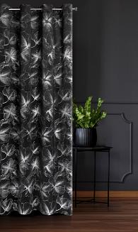 Zasłona gotowa na przelotkach STELLA 140x250 Eurofirany czarny/srebrny