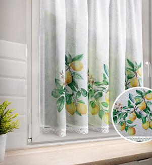 Zazdrostka firana gotowa na tunel CLOE 150x90 Eurofirany biała zielona żółta cytryny