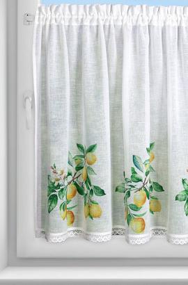 Zazdrostka firana gotowa na tunel CLOE 150x90 Eurofirany biała zielona żółta cytryny