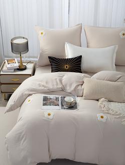 Beżowa Pościel w Kwiatki Stokrotki 220x200 Cuty Stokrotka