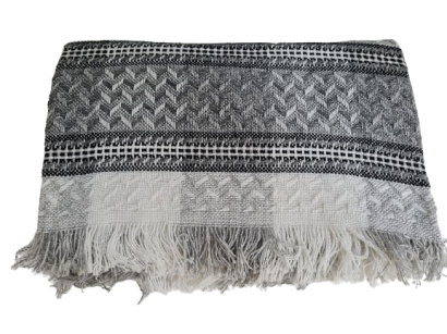 Narzuta dekoracyjna tkana 170x205 szara krata