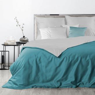 Pościel satynowa NOVA3 200x220 Eurofirany jasnoszary/turkusowy