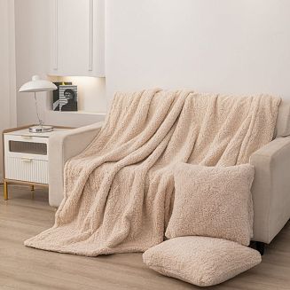 Poszewka dekoracyjna Dreamy boucle 45x45 beżowa baranek+bukla