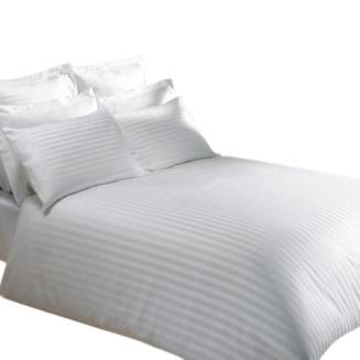 Poszwa hotelowa adamaszek Premium 160x200 biała pasy 1 cm na zakład