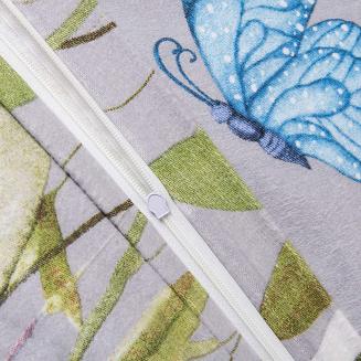 Pościel flanelowa FLANELOVE 160x200 kolorowa łąka kwiatów na szarym tle