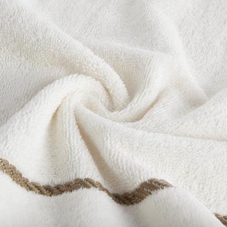 Ręcznik bawełniany z welurową bordiurą w ozdobne paseczki NEL 50x90 Eurofirany kremowy