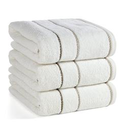 Ręcznik bawełniany z welurową bordiurą w ozdobne paseczki NEL 50x90 Eurofirany kremowy