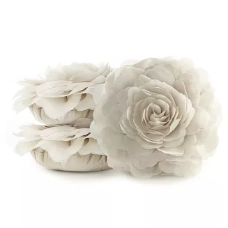 Poszewka dekoracyjna FLORES6 40 Eurofirany pudrowy różowy szyfonowy kwiat 3D