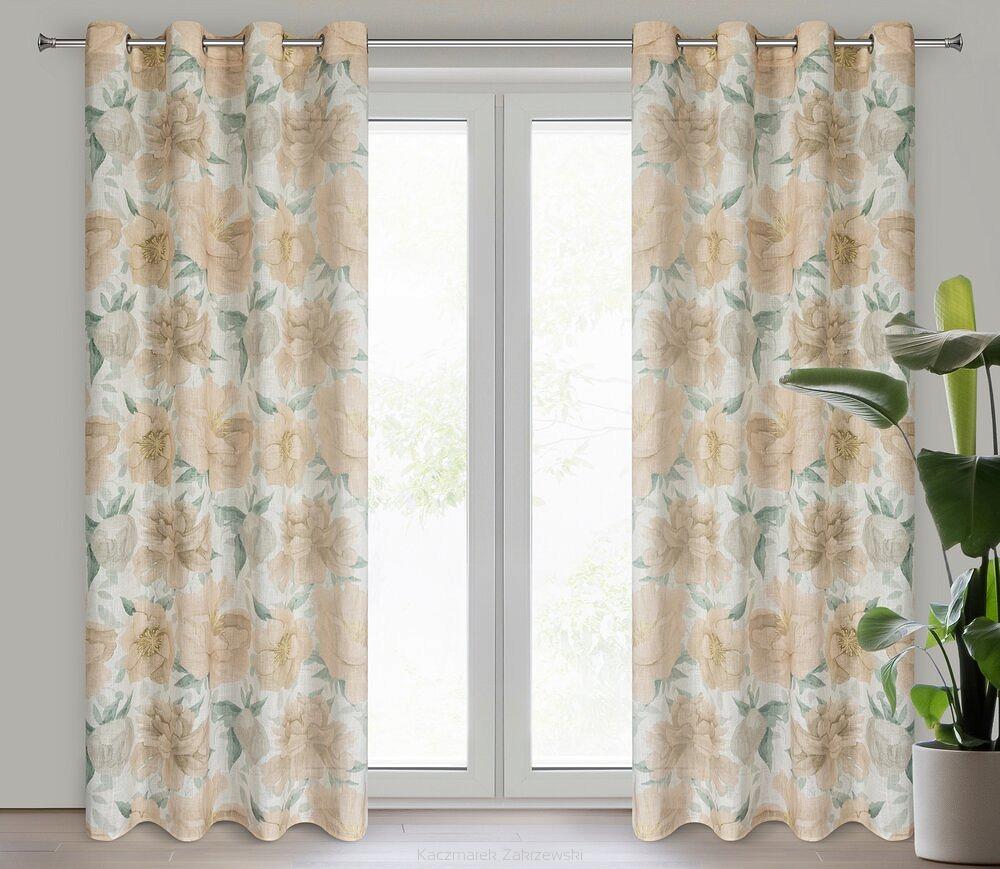 Zasłona gotowa na przelotkach KARLA 140x250 Eurofirany naturalny