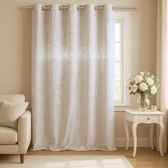 Zasłona gotowa na przelotkach Shiny 140x250 welurowa z kryształkami jasnobeżowa