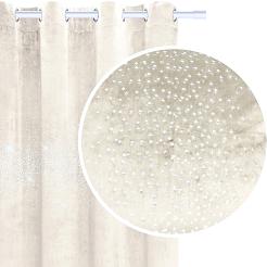 Zasłona gotowa na przelotkach Shiny 140x250 welurowa z kryształkami jasnobeżowa