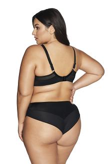 Biustonosz Soft AV 2072 miękki czarny z kwiatowym haftem