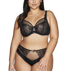 Biustonosz Soft AV 2072 miękki czarny z kwiatowym haftem