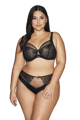 Biustonosz Soft AV 2072 miękki czarny z kwiatowym haftem