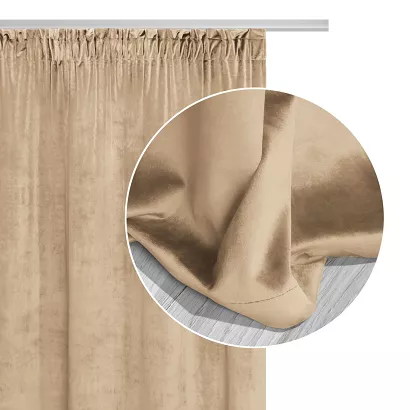 Zasłona gotowa na taśmie VELVET SOFT 140x300 welurowa beżowa