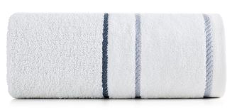 Ręcznik bawełniany z welurową bordiurą w ozdobne paseczki NEL 50x90 Eurofirany biały