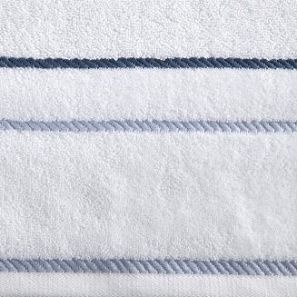 Ręcznik bawełniany z welurową bordiurą w ozdobne paseczki NEL 50x90 Eurofirany biały