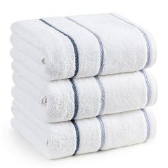 Ręcznik bawełniany z welurową bordiurą w ozdobne paseczki NEL 50x90 Eurofirany biały