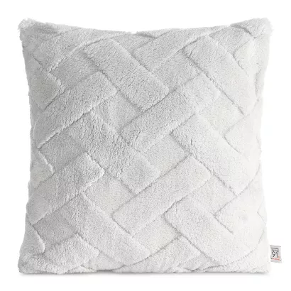 Poszewka dekoracyjna CARO 45x45 Design91 srebrna puszysta wytłaczana w kratę