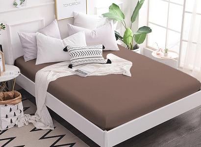Prześcieradło jersey z gumką 180x200 brązowe