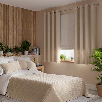 Zasłona gotowa na przelotkach VELVI 140x160 jasnobeżowa