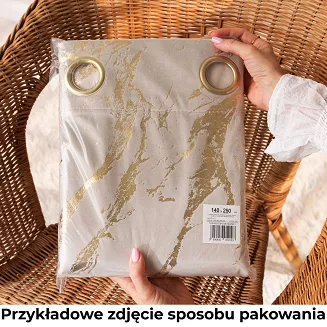 Zasłona gotowa na przelotkach MARMA 140x250 butelkowa ze złotym nadrukiem
