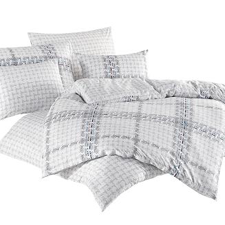 Pościel bawełniana MIROSLAVA 200x220 COTTONLOVE EXCLUSIVE biała wzór w pepitkę