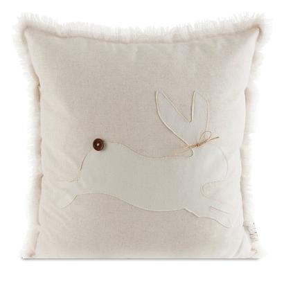 Poszewka dekoracyjna WIOSNA 45x45 Eurofirany beżowa kremowa wielkanocny zając z guziczkiem