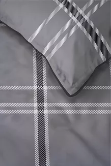 Poszewki z perkalu 40x40 szare w kratę - komplet 2 szt