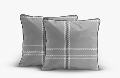 Poszewki z perkalu 40x40 szare w kratę - komplet 2 szt