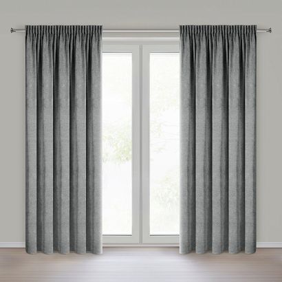 Zasłona gotowa na taśmie NESKA 140x270 Eurofirany stalowa o szenilowej strukturze