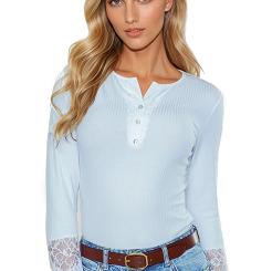 Prążkowana koszulka damska z guzikami Jesenia biała