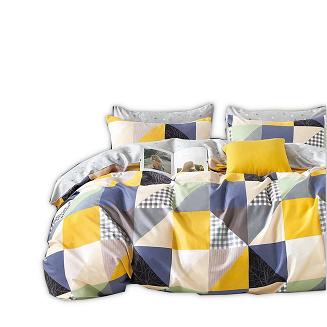 Pościel satynowa 160x200 kolorowe kwadraty + trójkąty