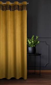 Zasłona gotowa na przelotkach JASPER 140x250 Eurofirany miodowy/czarny