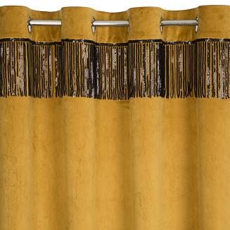 Zasłona gotowa na przelotkach JASPER 140x250 Eurofirany miodowy/czarny